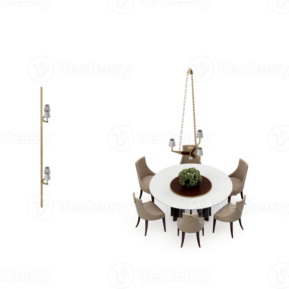 Isometric Table set Perspective 3D render png