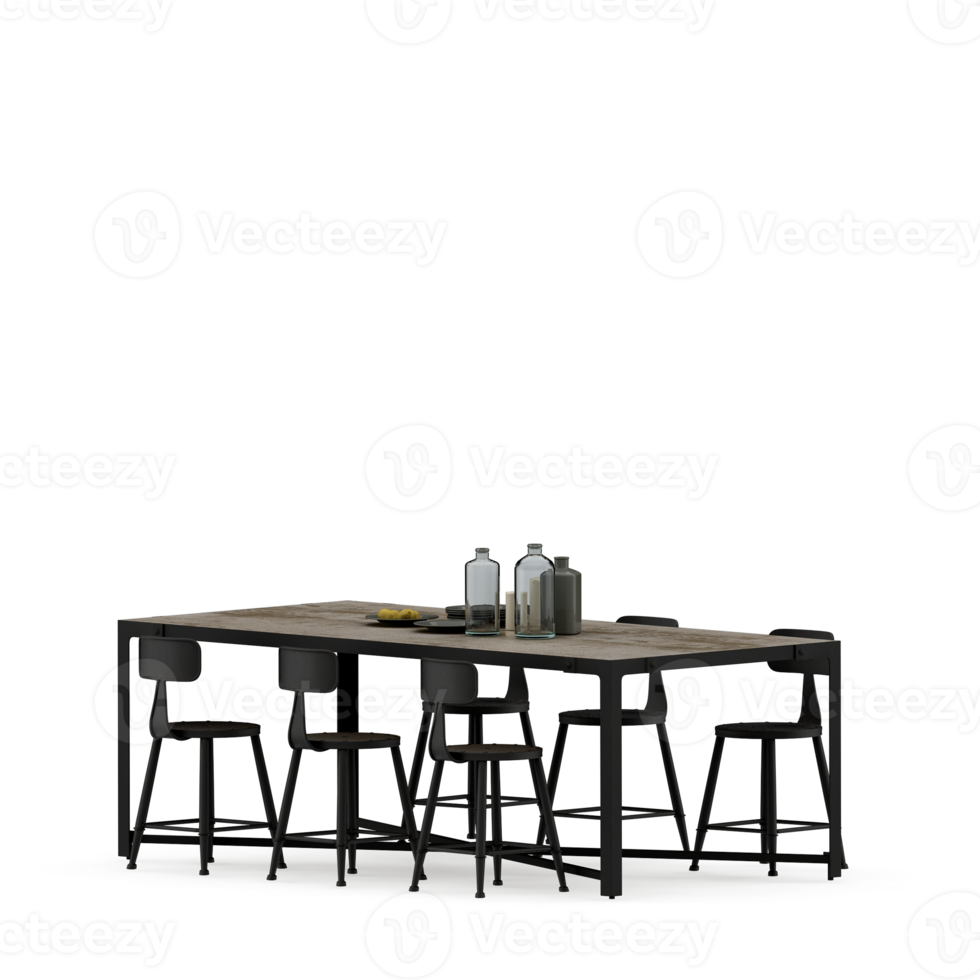 Isometric Table set front 3D render png