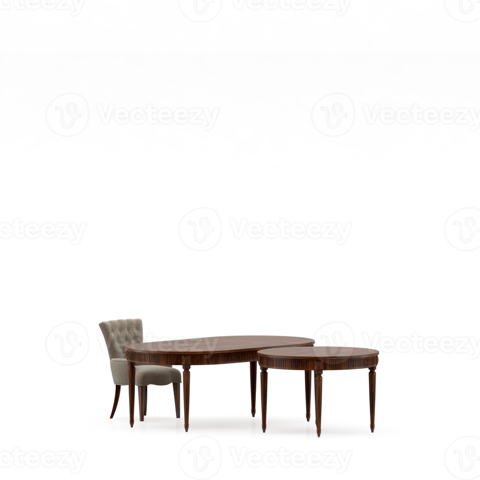 Isometric Table set front 3D render png
