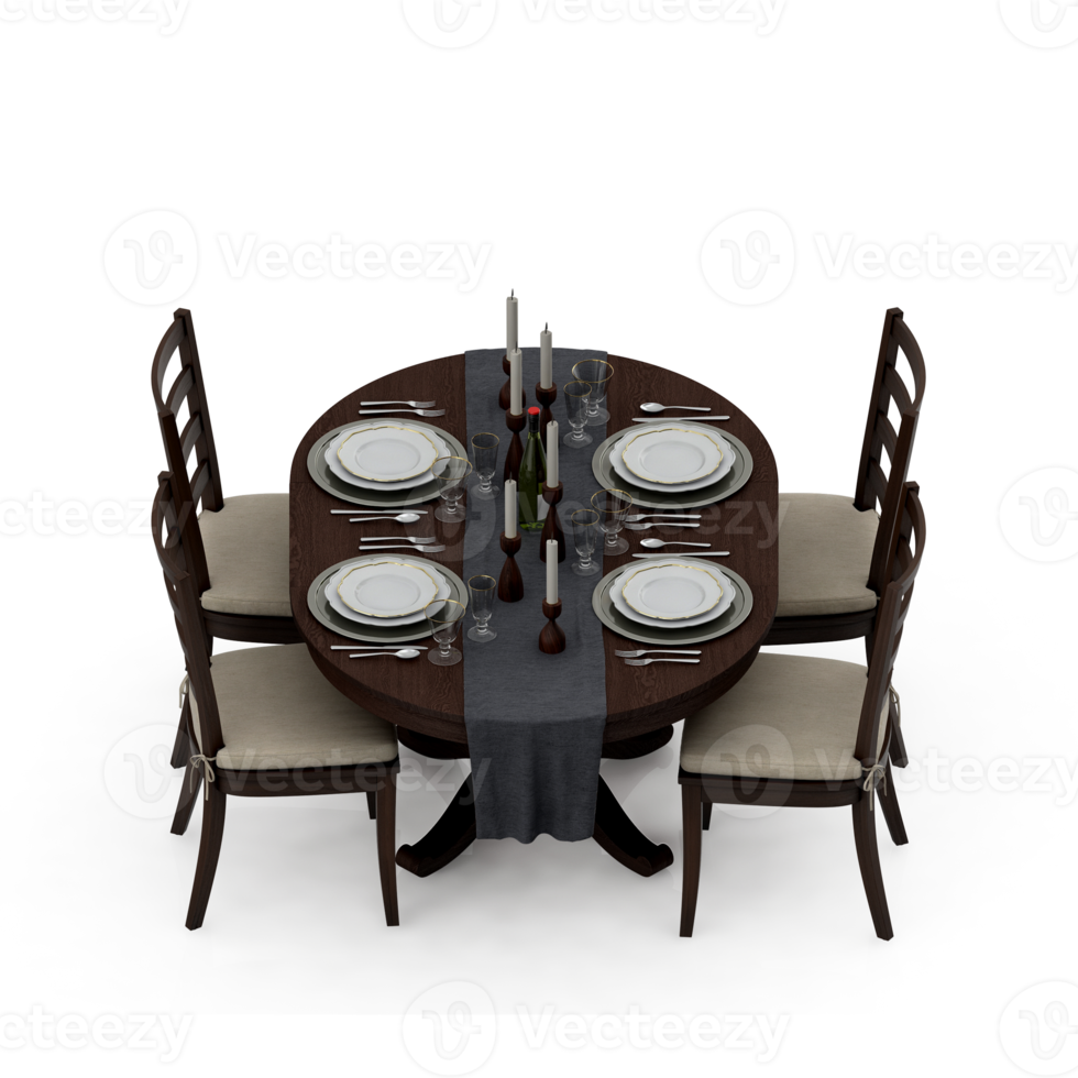 Isometric Table set Perspective 3D render png