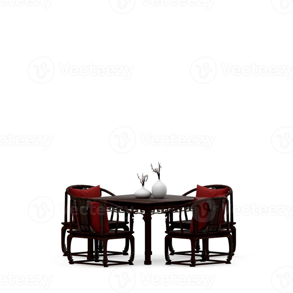 Isometric Table set front 3D render png