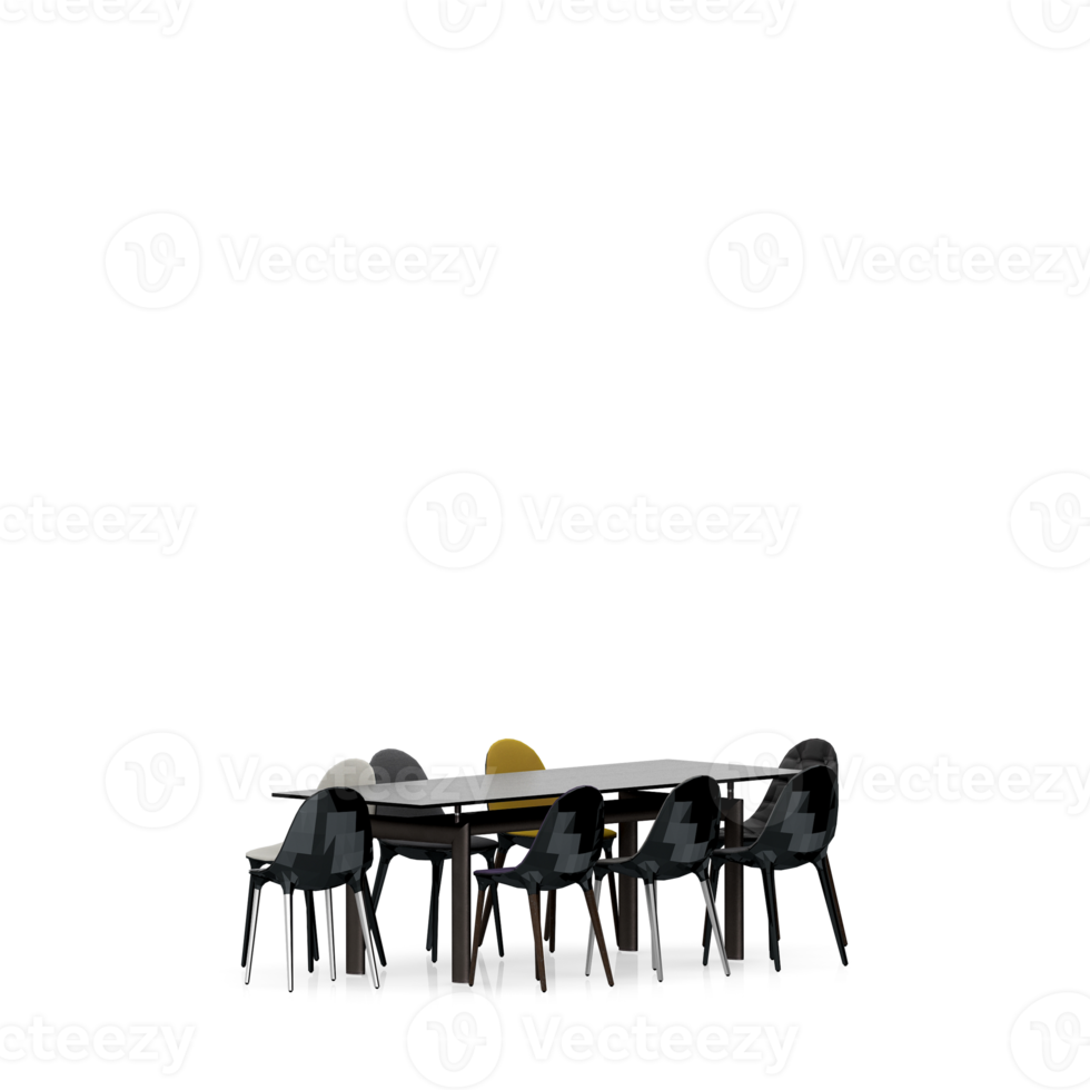 Isometric Table set front 3D render png