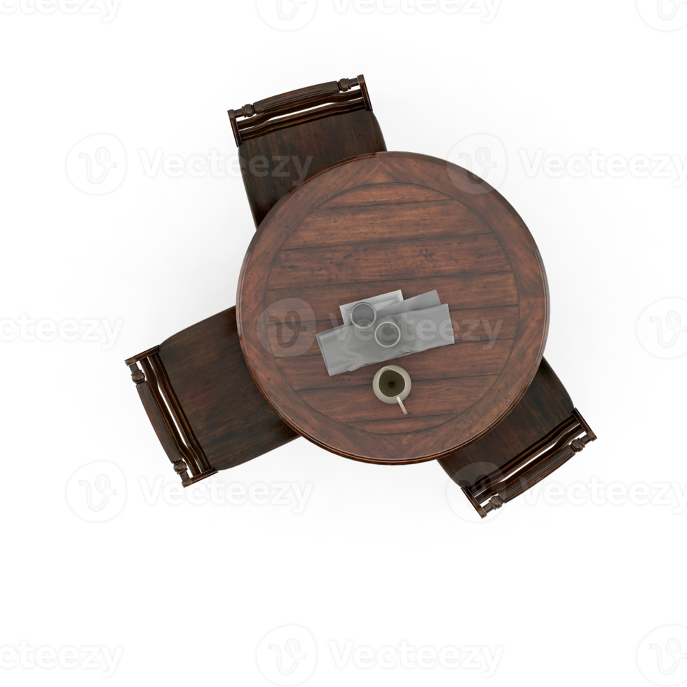 Isometric Table set Top 3D render png