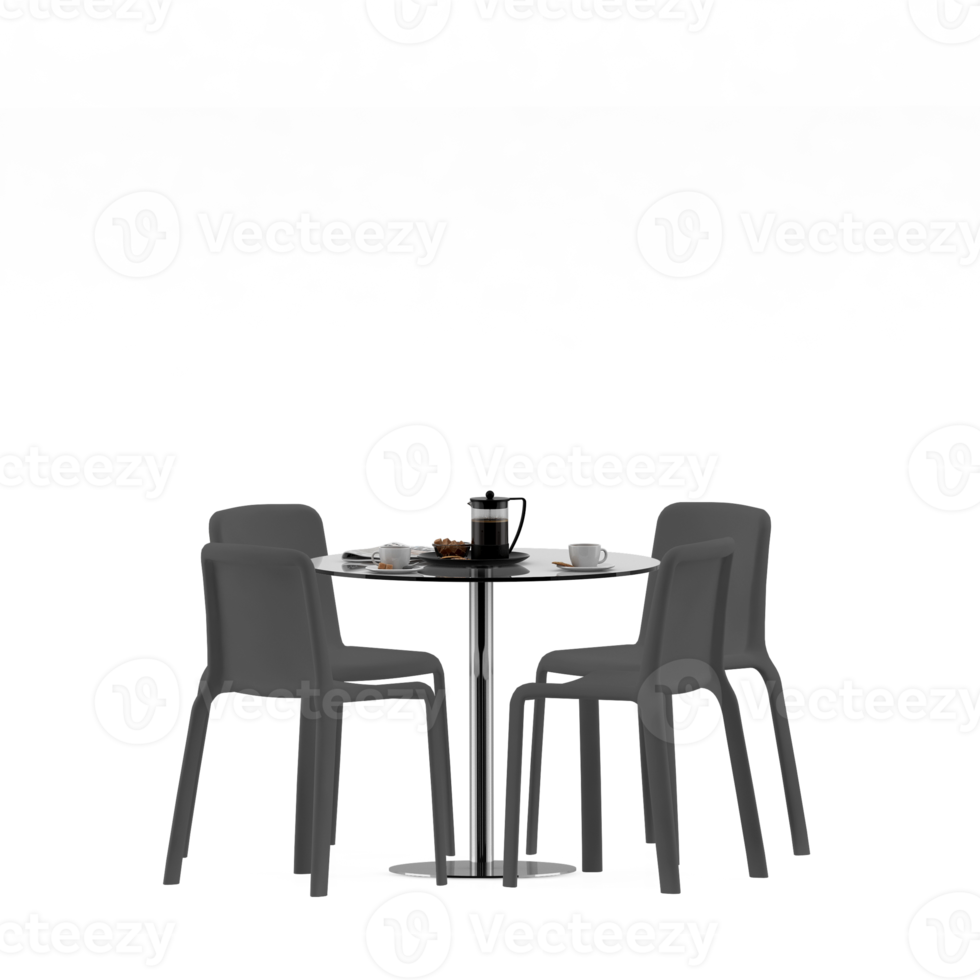 Isometric Table set front 3D render png