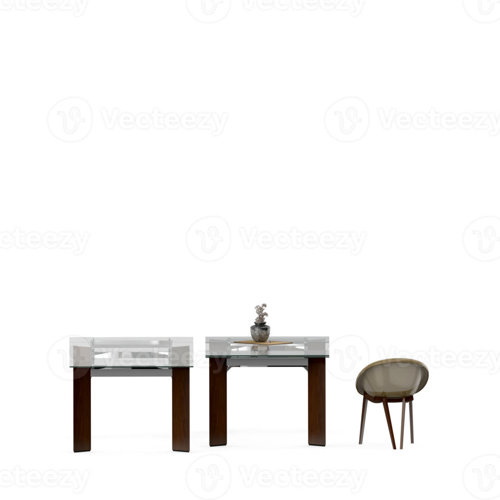 Isometric Table set front 3D render png