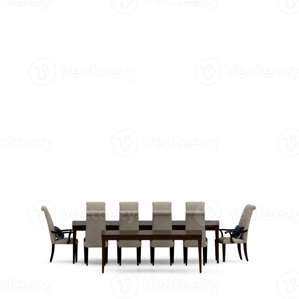 Isometric Table set front 3D render png
