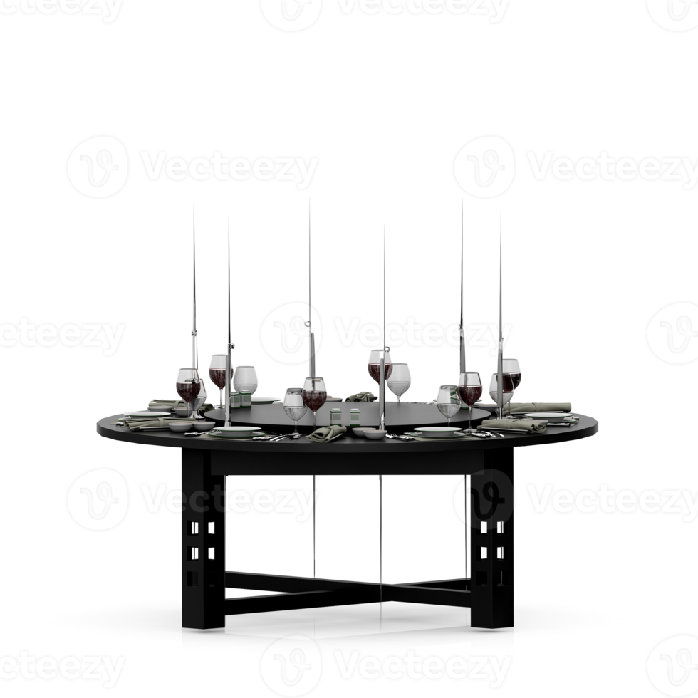 Isometric Table set front 3D render png