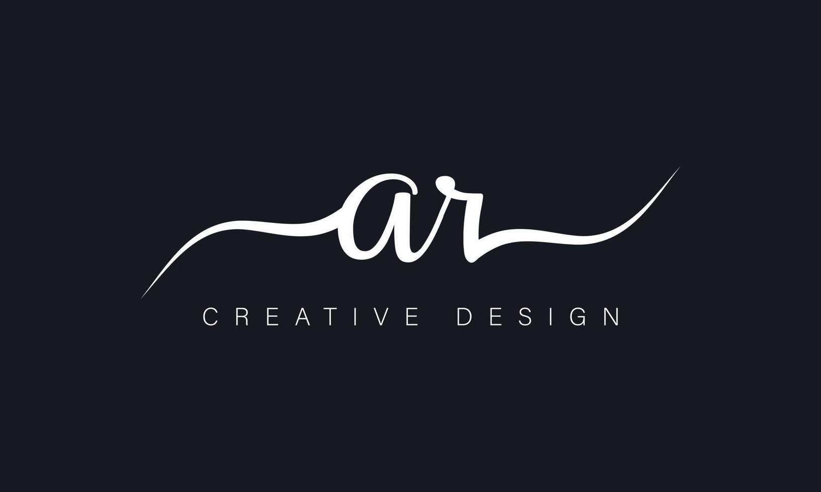 Handwriting style letter AR logo design. AR logo design vector pro vector.