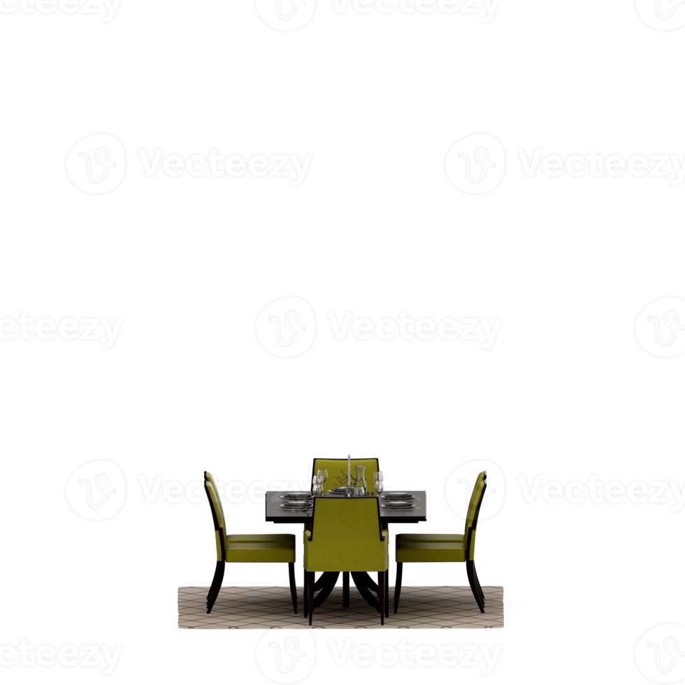 Isometric Table set front 3D render png