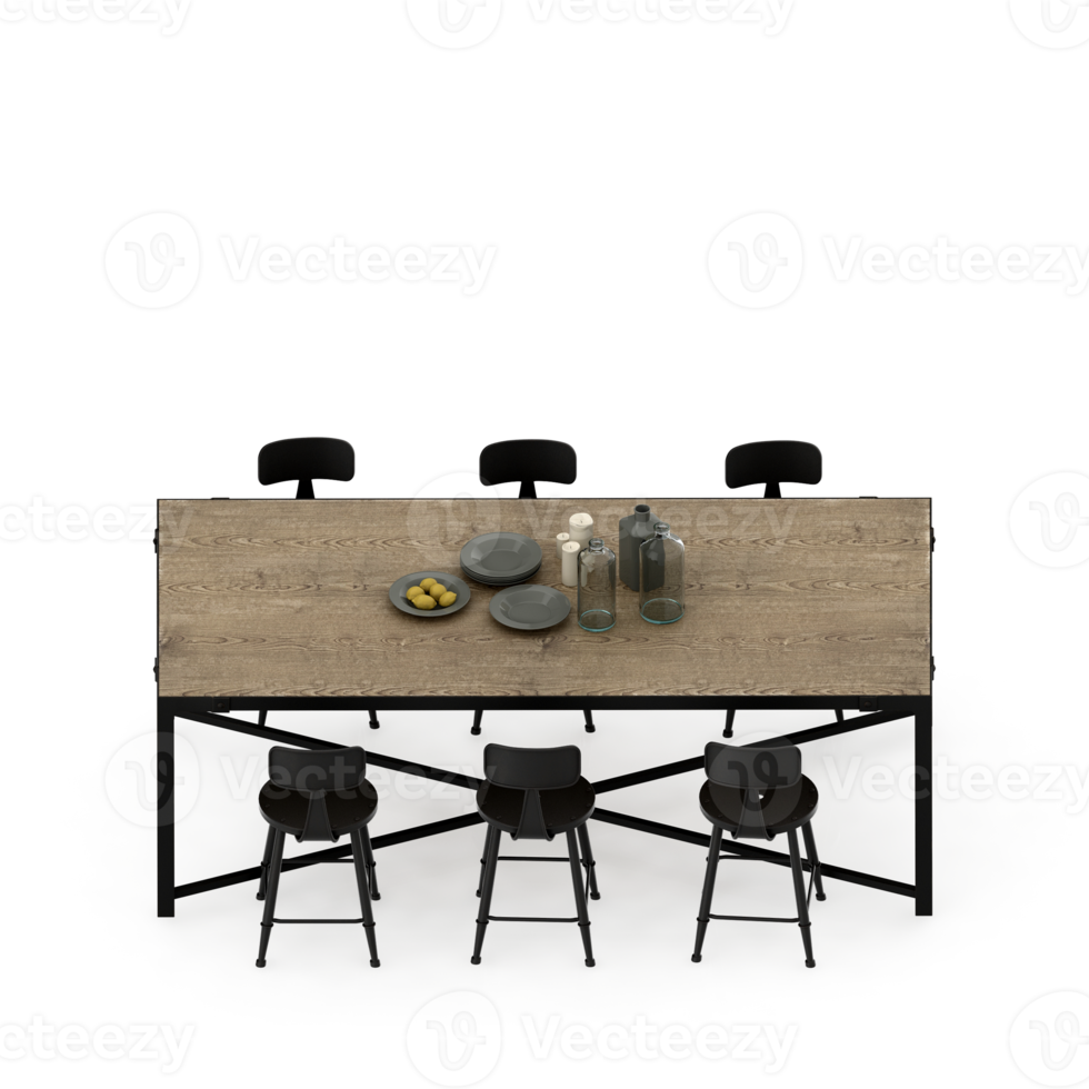 Isometric Table set Perspective 3D render png