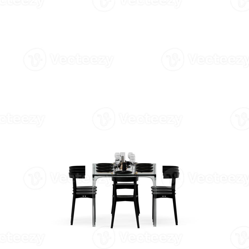 Isometric Table set front 3D render png