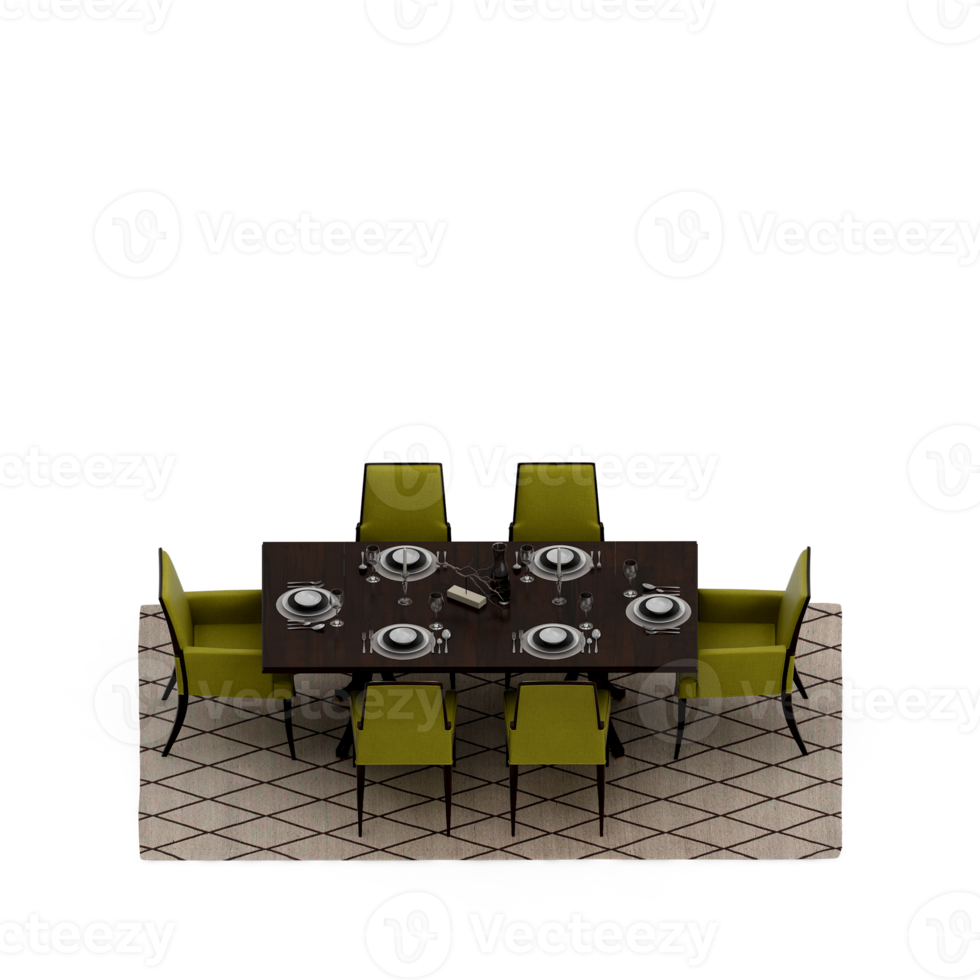 Isometric Table set Perspective 3D render png