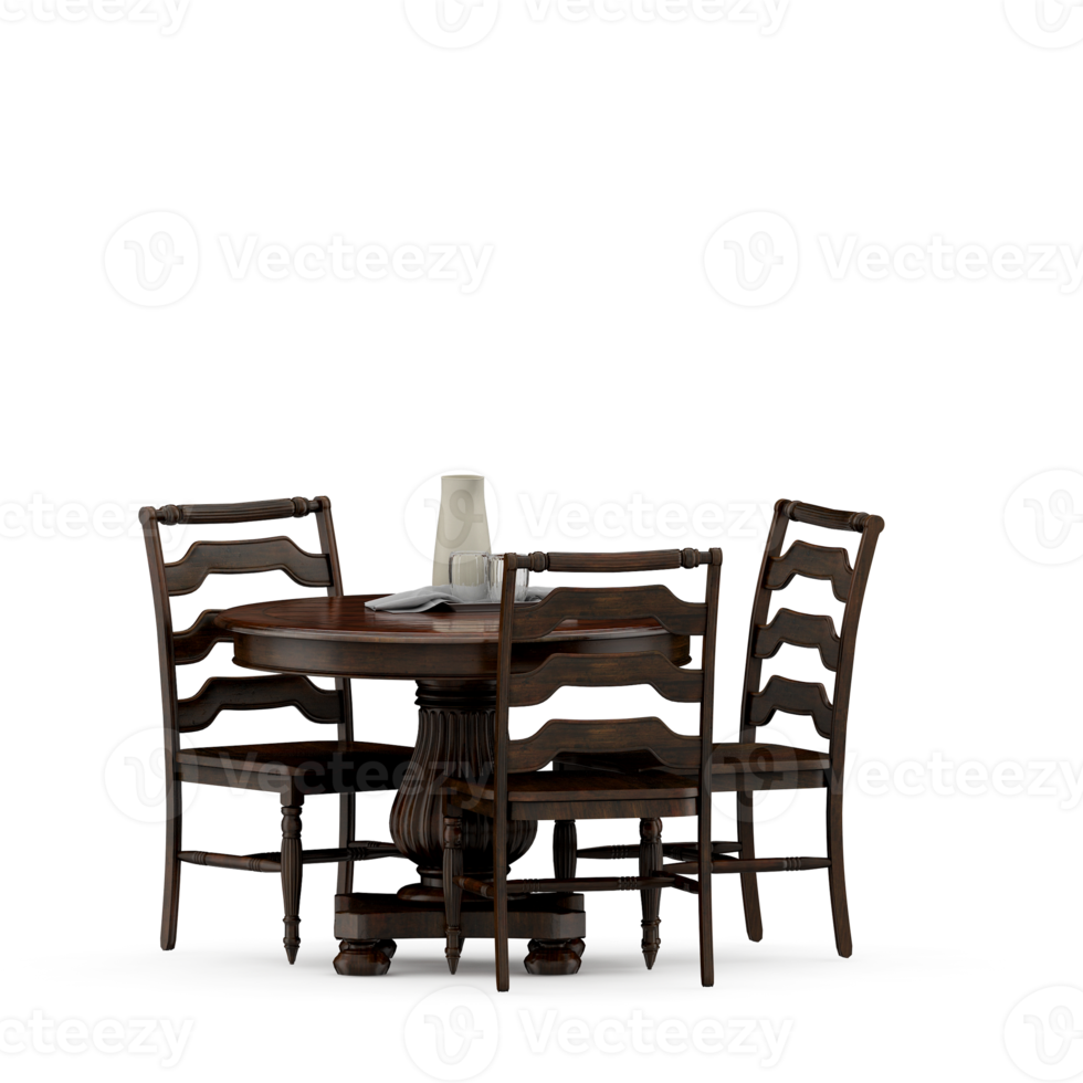 Isometric Table set front 3D render png