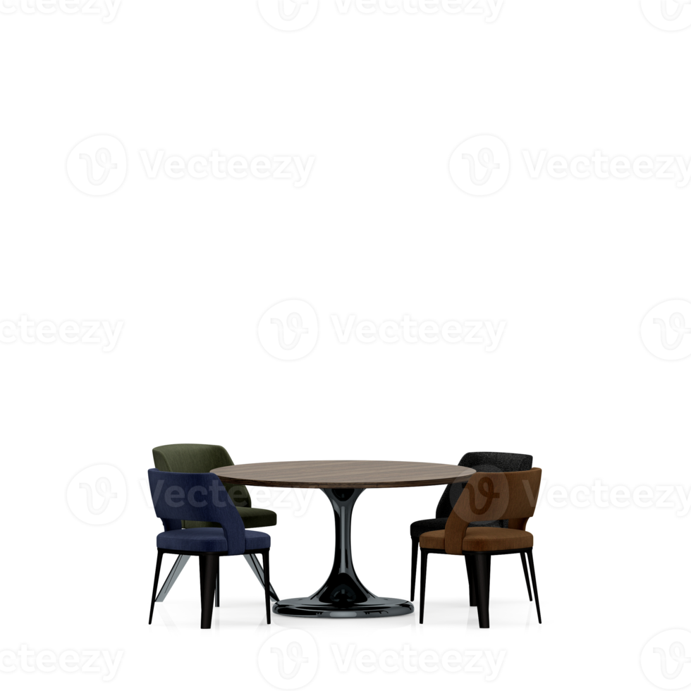 Isometric Table set front 3D render png