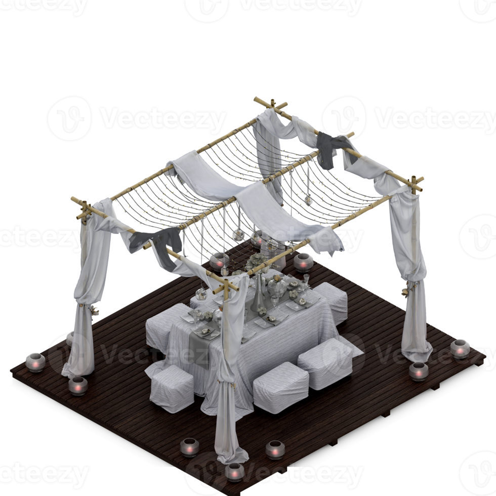 conjunto de mesa isométrica perspectiva 3d render png