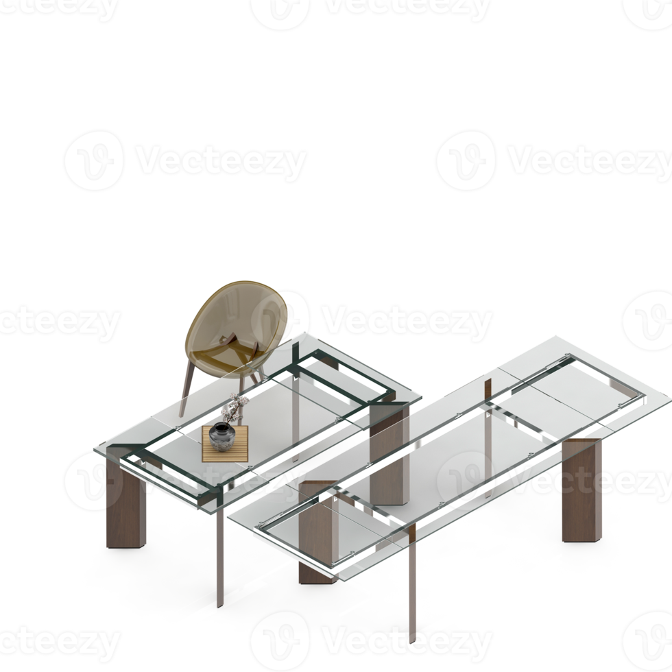 Isometric Table set Perspective 3D render png