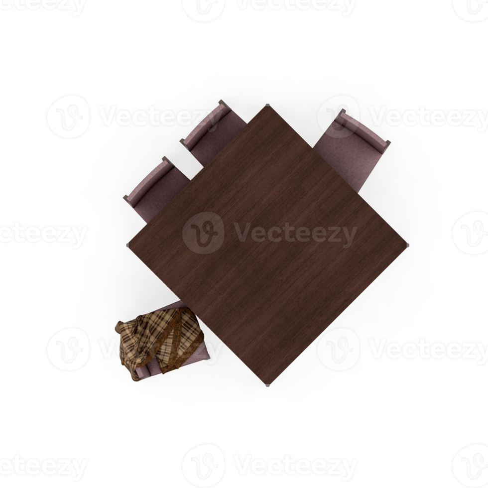 Isometric Table set Top 3D render png
