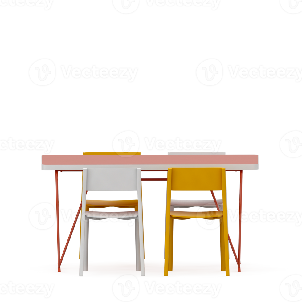 Isometric Table set front 3D render png