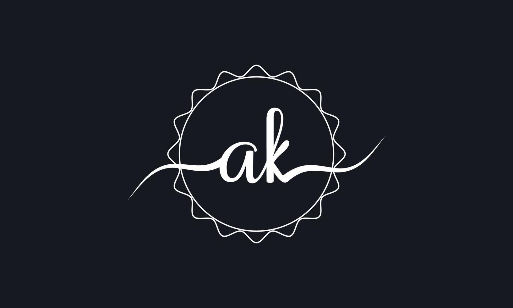 Handwriting style letter AK logo design. AK logo design vector pro vector.