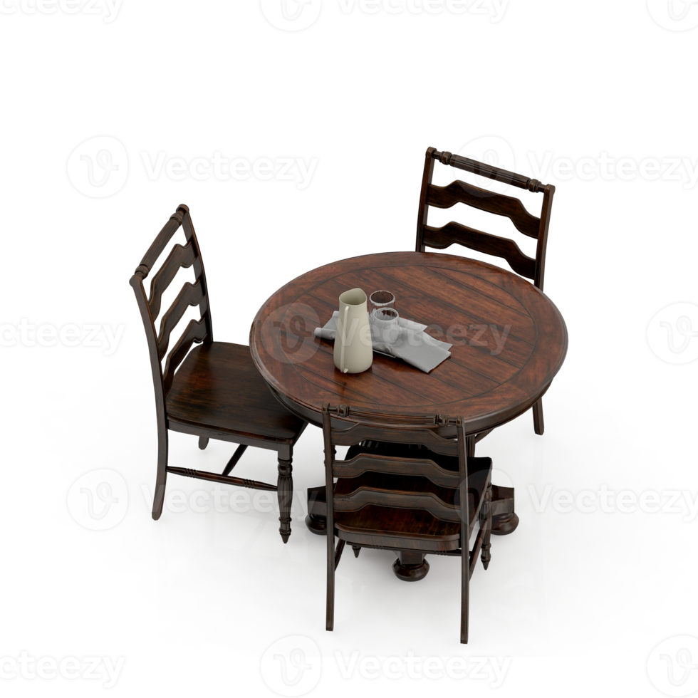 Isometric Table set Perspective 3D render png