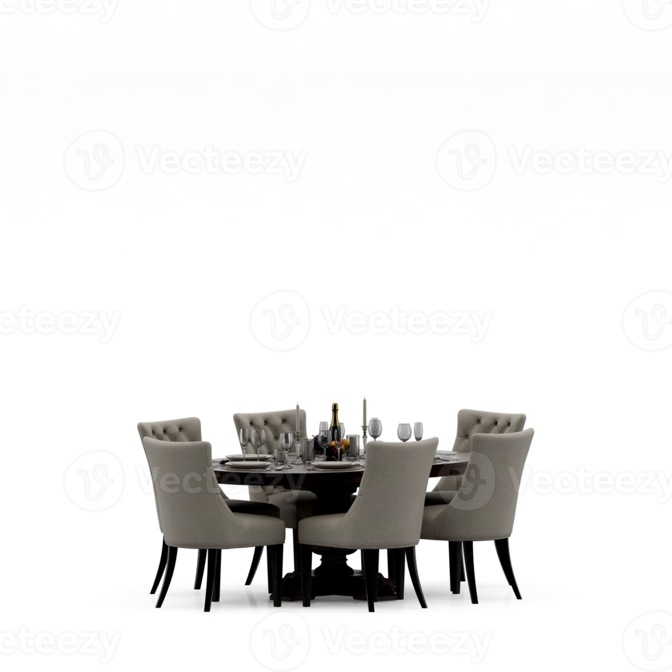 Isometric Table set front 3D render png