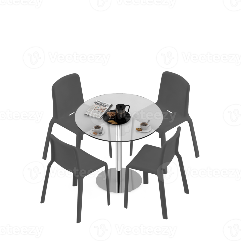 Isometric Table set Perspective 3D render png