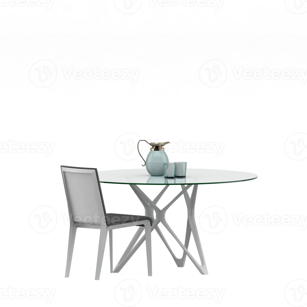 Isometric Table set front 3D render png