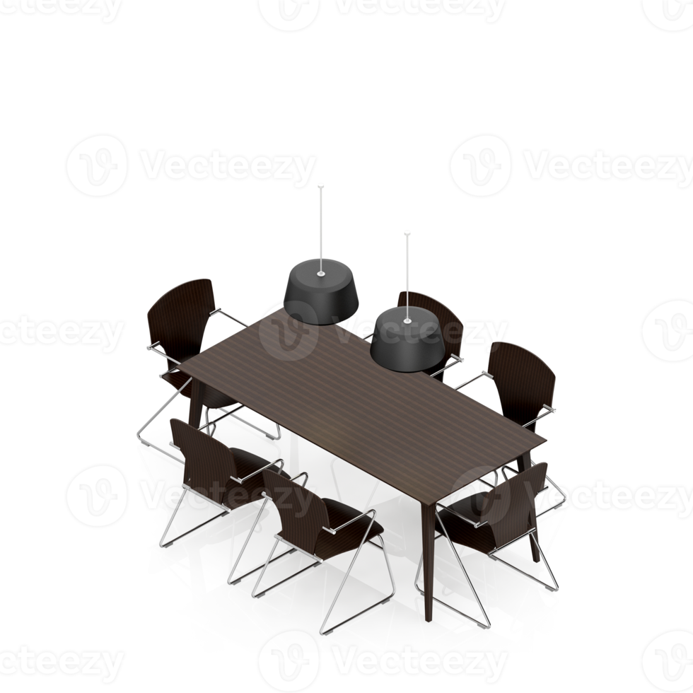 Isometric Table set Perspective 3D render png