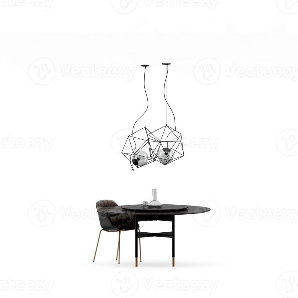 Isometric Table set front 3D render png
