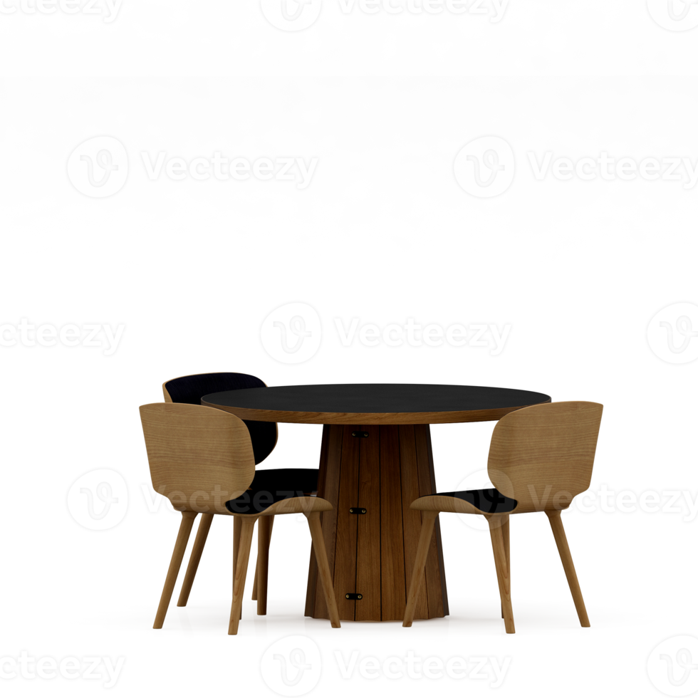 Isometric Table set front 3D render png