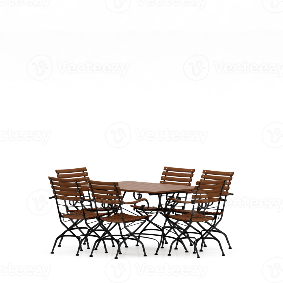 Isometric Table set front 3D render png