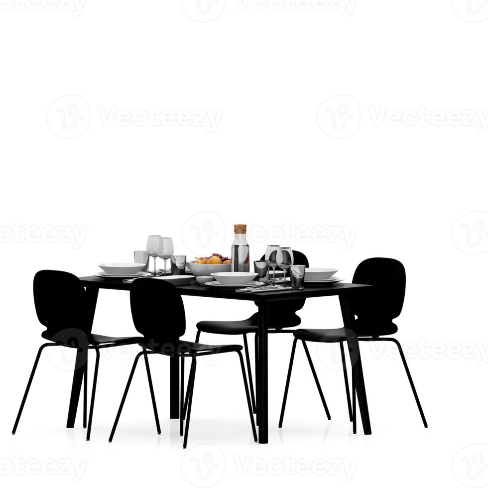 Isometric Table set front 3D render png