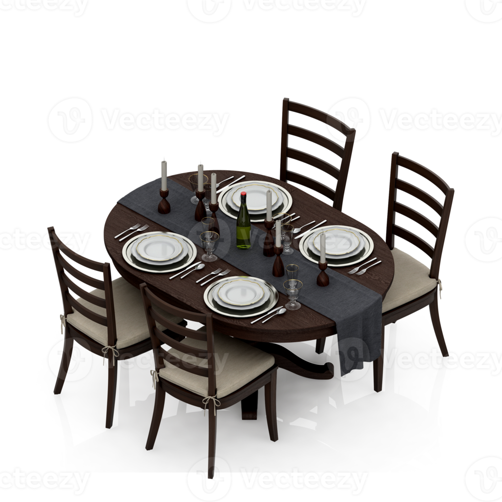 Isometric Table set Perspective 3D render png