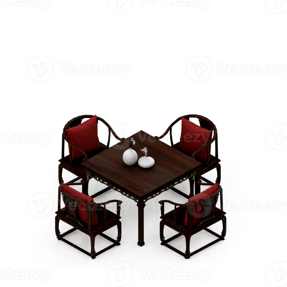 Isometric Table set Perspective 3D render png