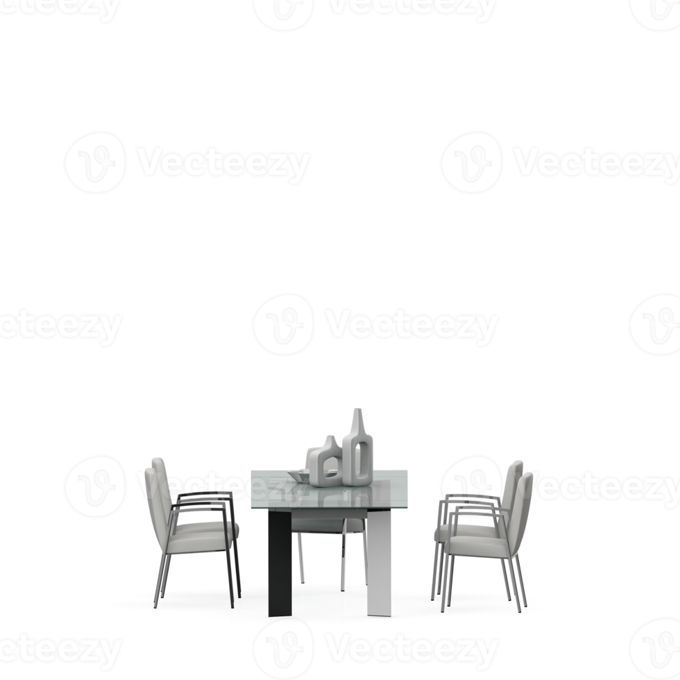 Isometric Table set front 3D render png