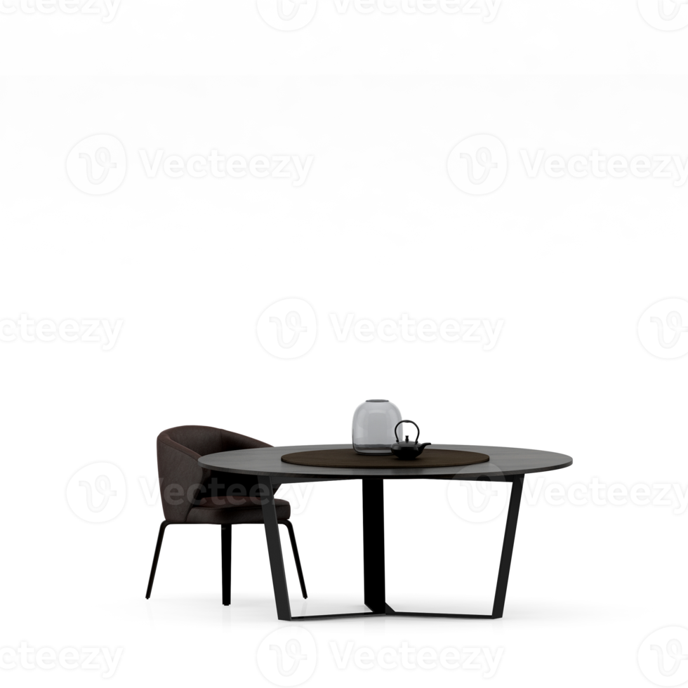 Isometric Table set front 3D render png