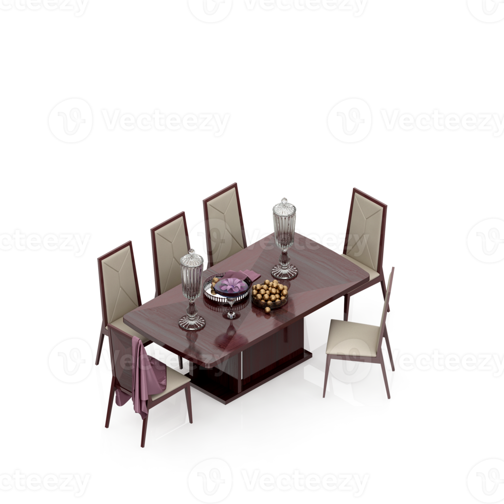 Isometric Table set Perspective 3D render png