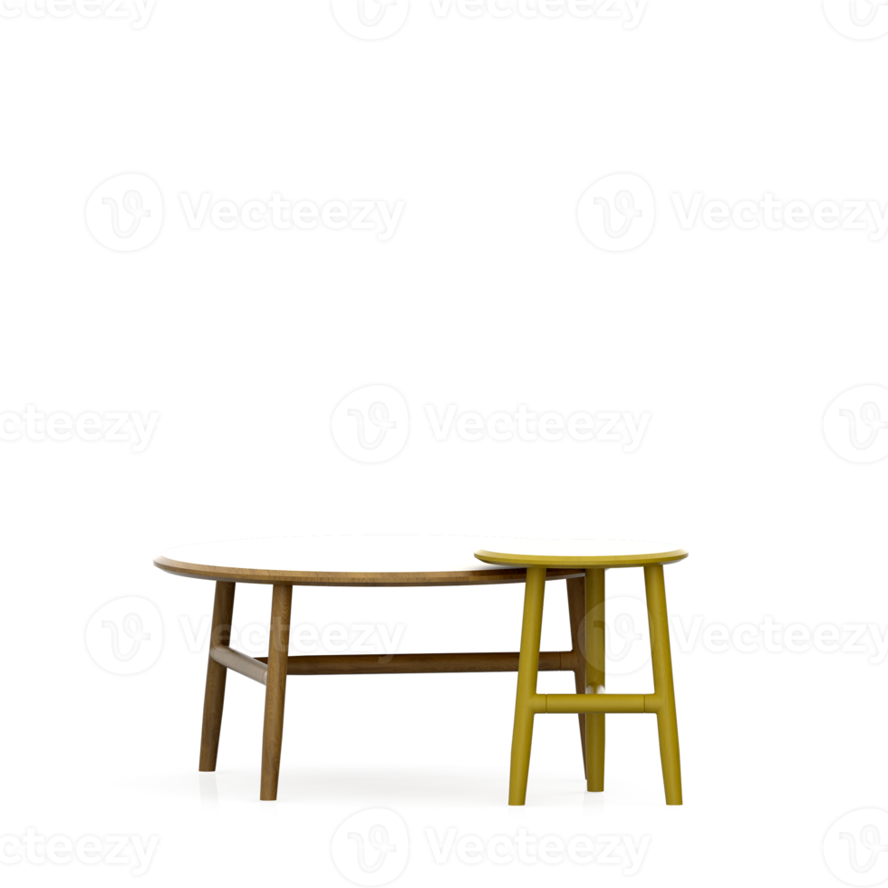 Isometric Table set front 3D render png