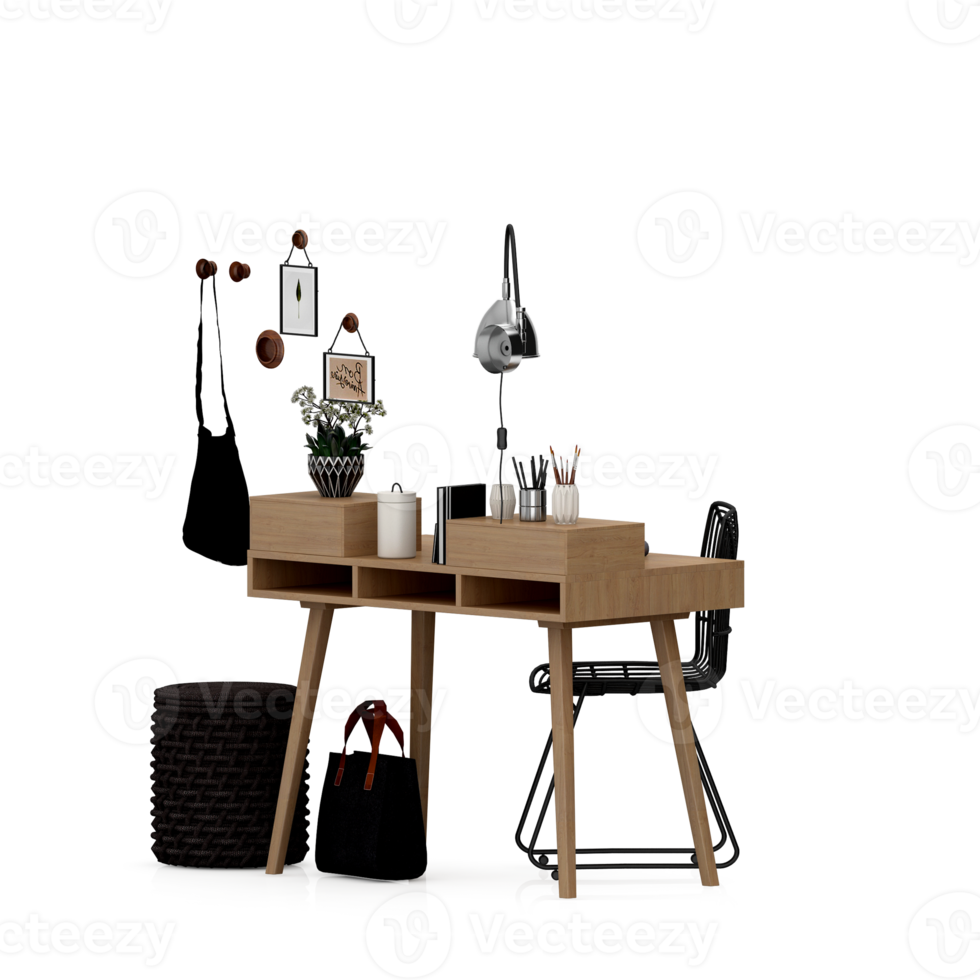 Isometric Table set front 3D render png