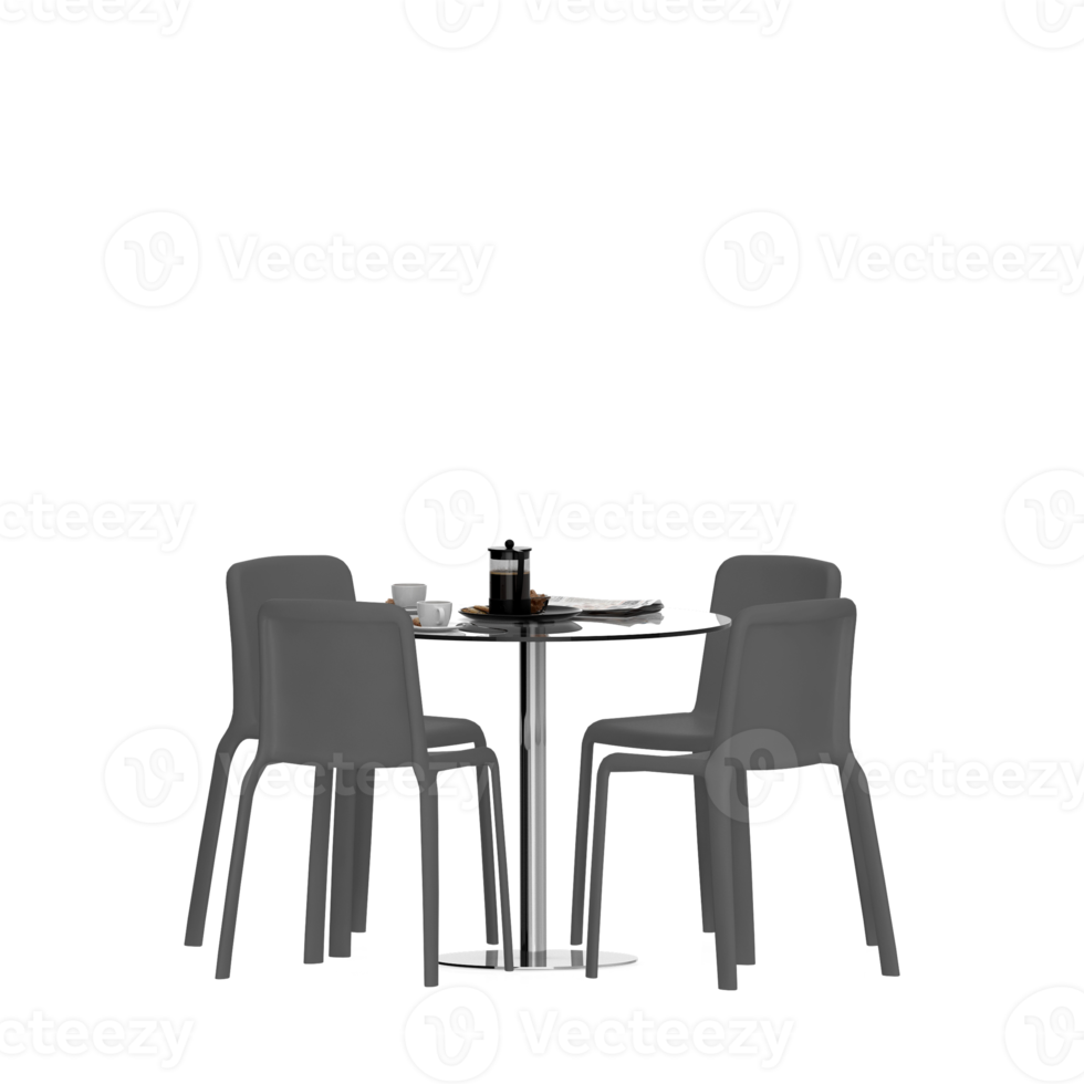 Isometric Table set front 3D render png