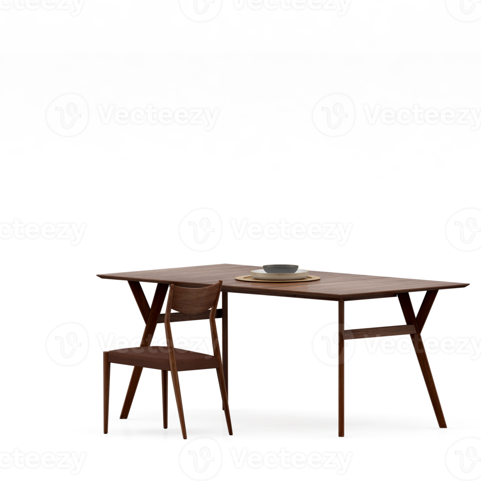 Isometric Table set front 3D render png