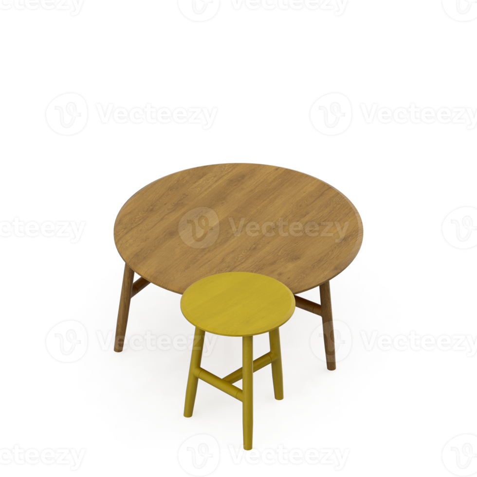 Isometric Table set Perspective 3D render png
