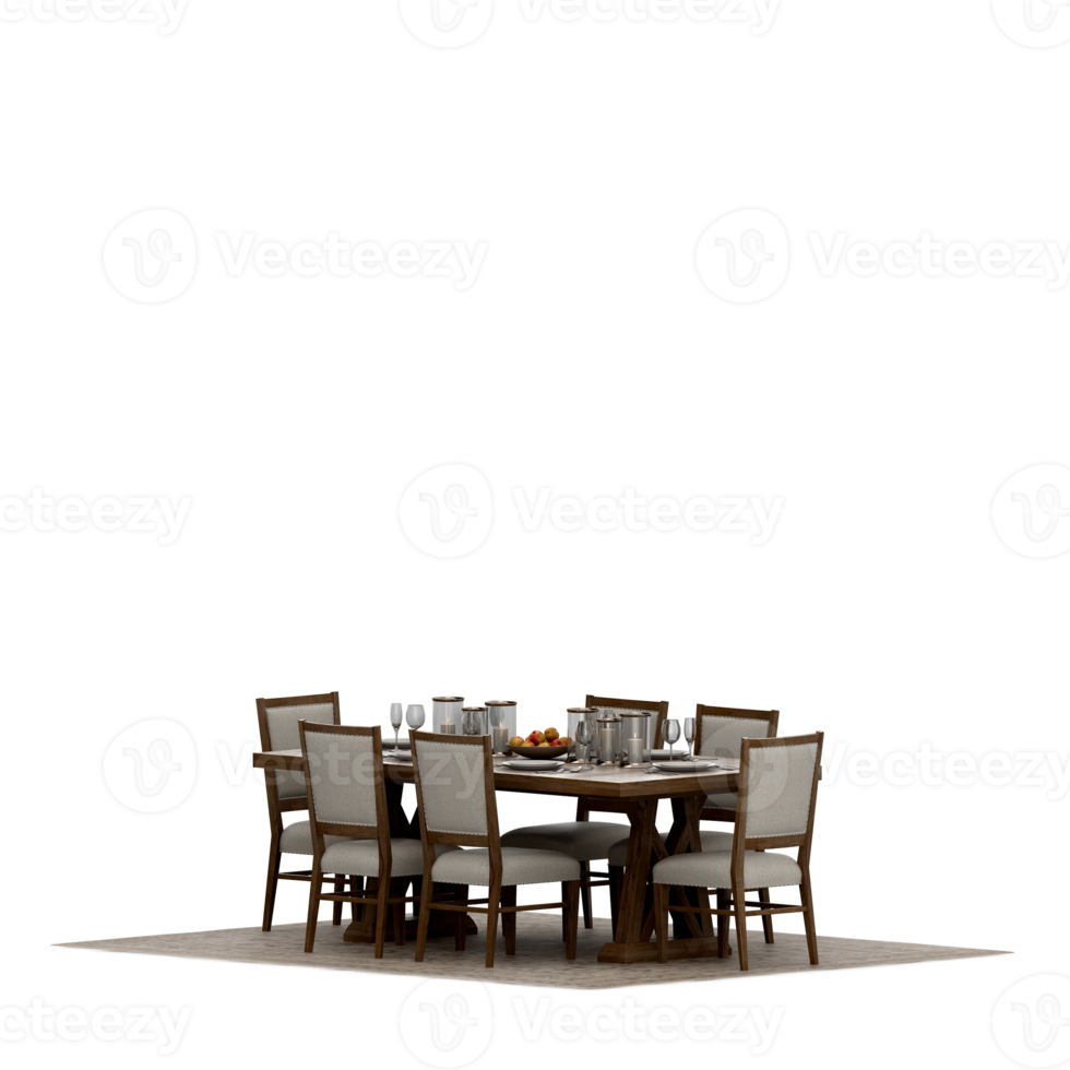 Isometric Table set front 3D render png