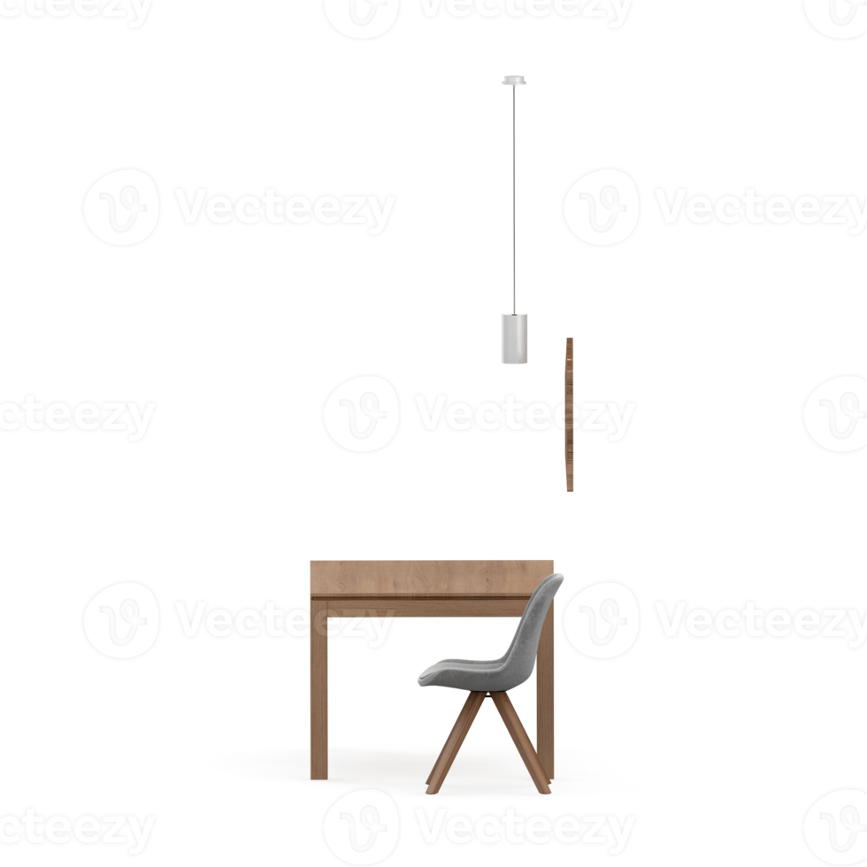 Isometric Table set front 3D render png