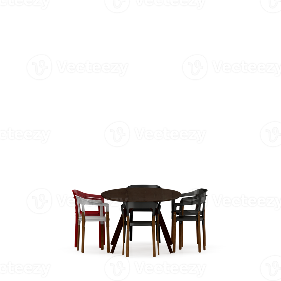 Isometric Table set front 3D render png