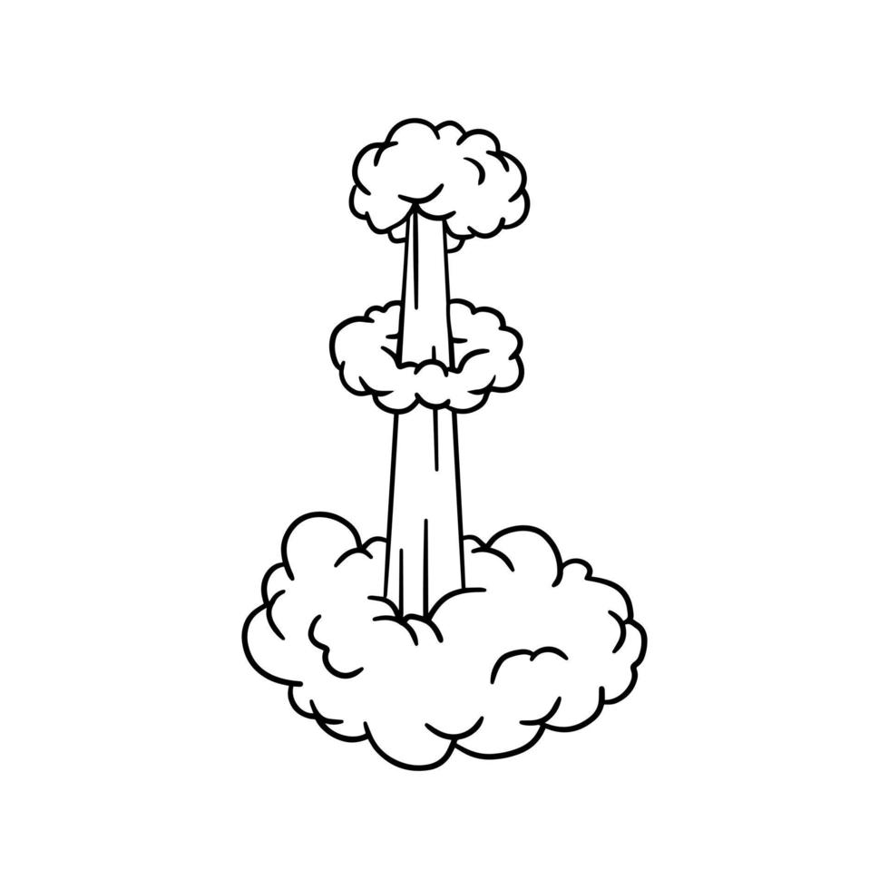 efecto de velocidad movimiento, salto y nube. aire y vapor. línea de dibujos animados ilustración en blanco y negro vector