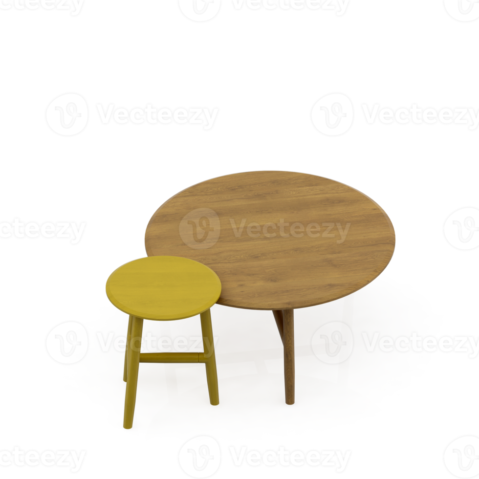 Isometric Table set Perspective 3D render png