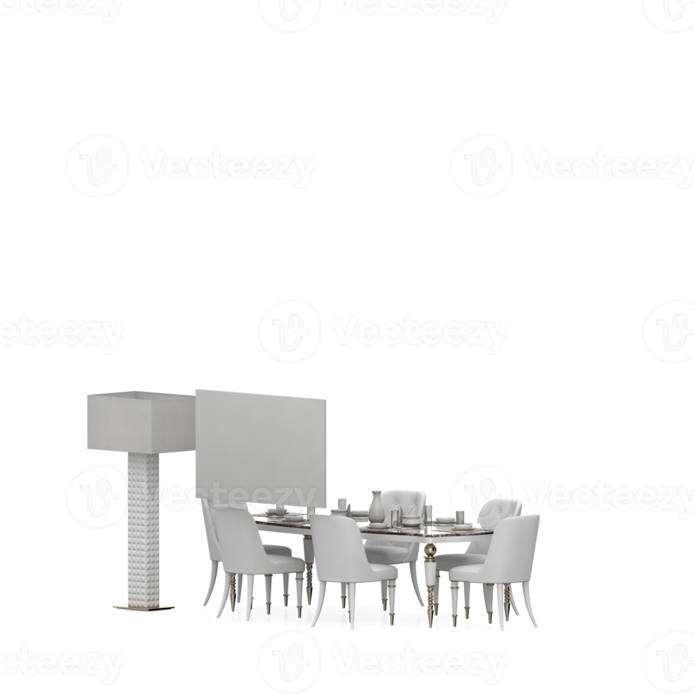 Isometric Table set front 3D render png