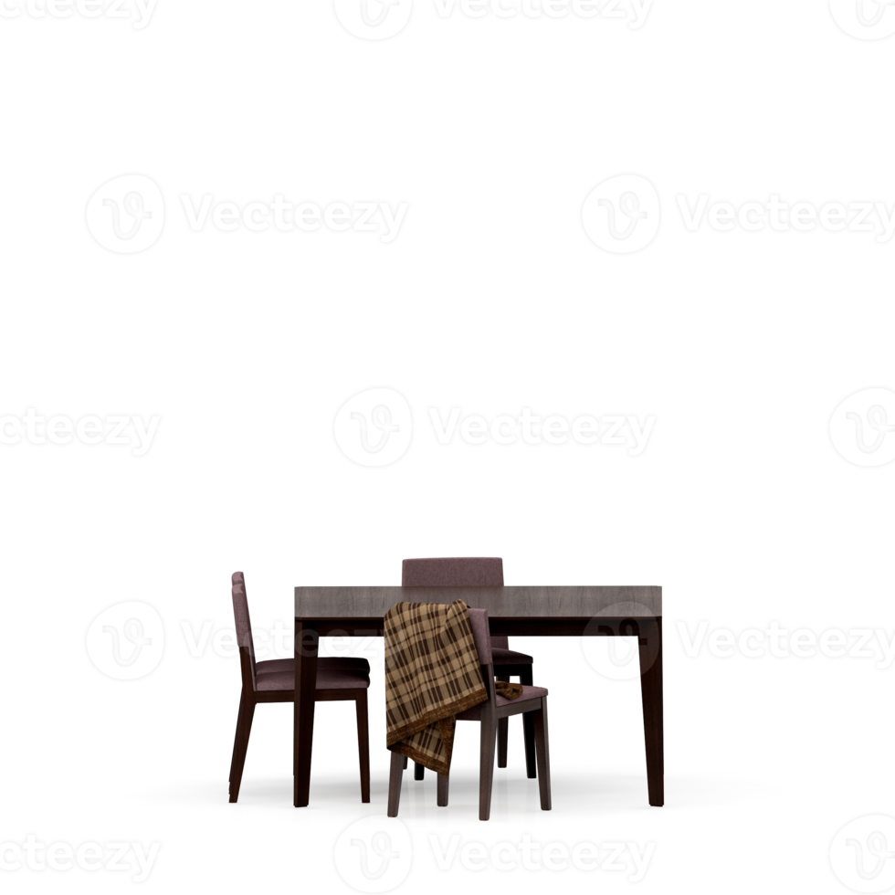 Isometric Table set front 3D render png