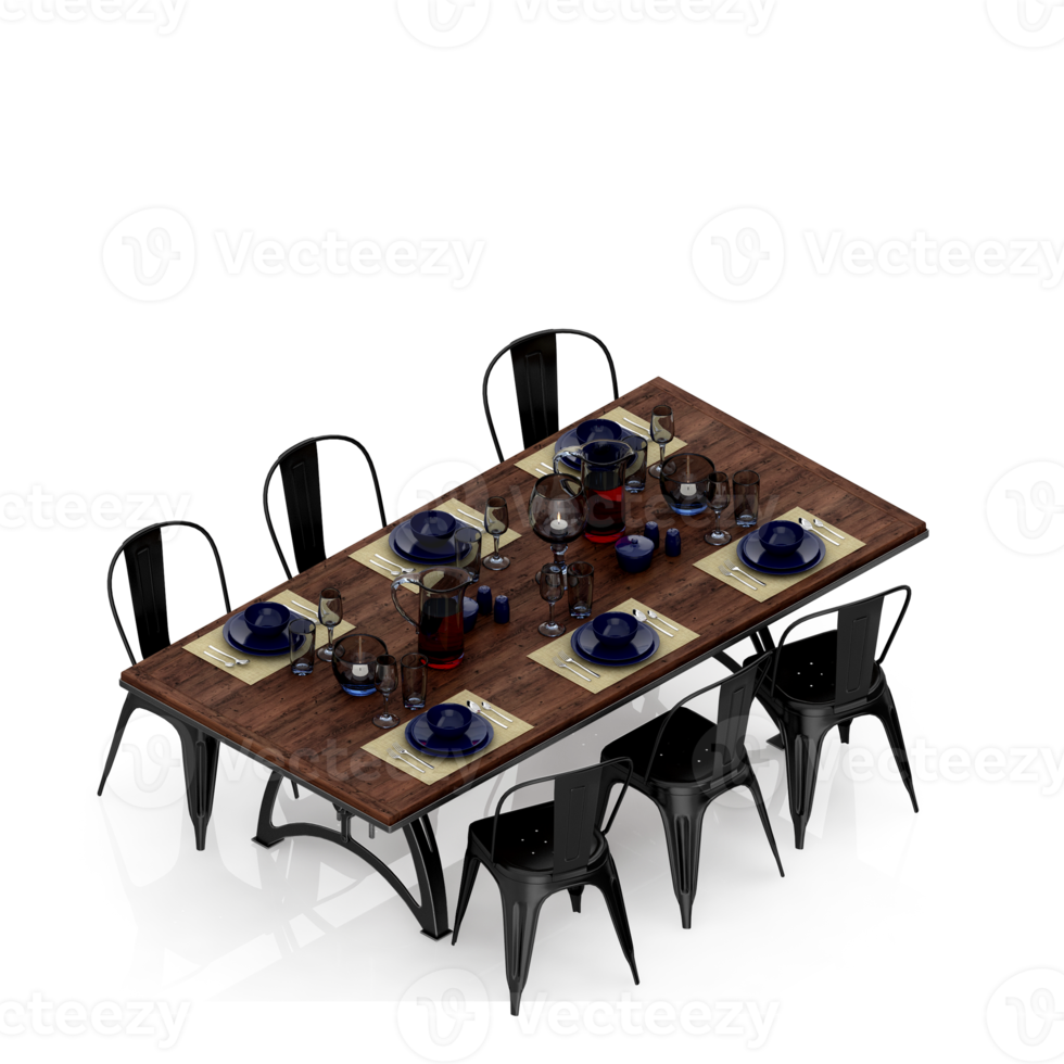 Isometric Table set Perspective 3D render png